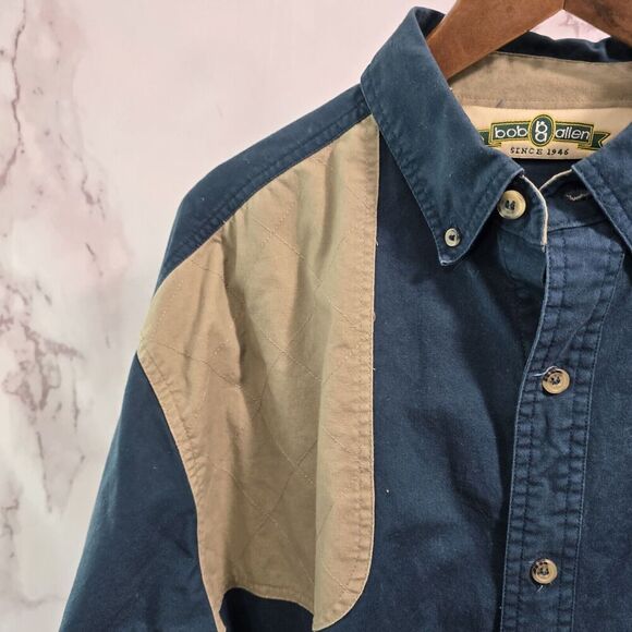 Vintage Hunting Shirt Mens XL Blue Button Down Shoulder Patch Brushpopper - Picture 2 of 14